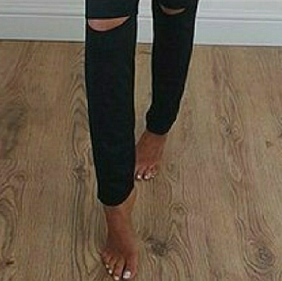 🆕 5☆ BLACK 2 PIECE HIGH WAIST KNEE DESIGNJUMPSUIT - Picture 4 of 5